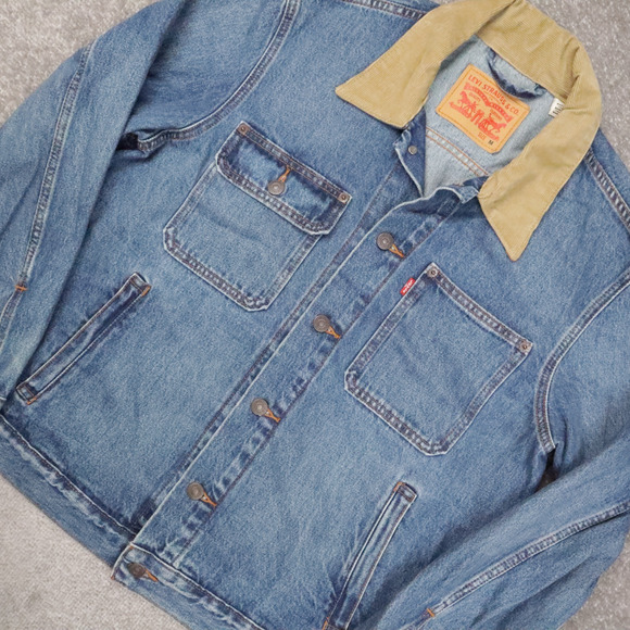Levis LVC Type 2 Trucker Corduroy Collar Medium Blue Long Sleeve Denim Jacketa - Picture 7 of 9